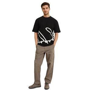 100% camisetas de algodón para hombre 240 GSM de alta calidad de talla grande ajuste Regular estampado en relieve antiarrugas manga corta de secado rápido - Product Image 2