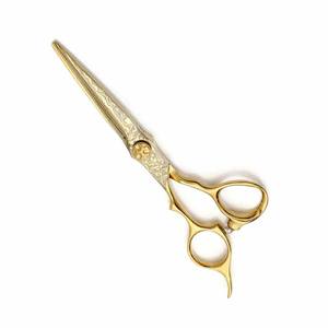Fancy Gold-Coated Super Cut Tijeras de peluquero Cuchillas de acero inoxidable duraderas para belleza Tijeras de peluquería afiladas - Product Image 1