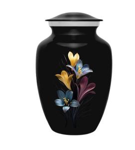 Urna de cremación de flores negras con bolsa de terciopelo Urna para adultos de 6 "y 10" para cenizas humanas Urna grande de cremación de flores con capacidad para hasta 200 LBS - Product Image 6