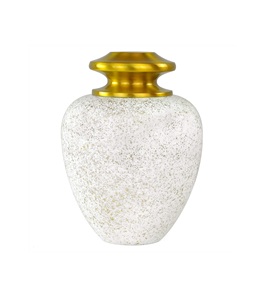 Urnes de crémation en métal en aluminium pour les cendres et les restes mortels | Magnifiques urnes faites à la main pour humains et animaux domestiques (Golden Splash) - Product Image 1