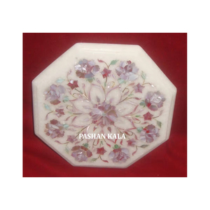 Best Quality Octagonal Shape Pure White <b>Marble</b> Inlaid <b>Table</b> <b>Top</b> With Mother of Pearl Design for Home Decorate - Product Image 1