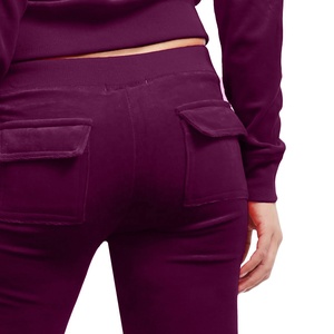 Custom Logo Sweat Suits Crop Top <b>Velour</b> <b>Tracksuit</b> Velvet Zipper Plus Size Piece 2 <b>Women</b> Set Track Suits - Product Image 5