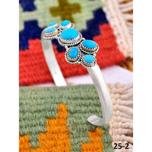 Southwest Handmade Kingman Turquoise & Sterling <b>Silver</b> <b>Cuff</b> <b>Bracelet</b> Cultural Collectible Jewelry for Men & Women - Product Image 2
