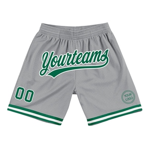 Industrie Direct Engro Sportswear Basketball <b>Shorts</b> Custom Gray Kelly <b>Green</b>-White Authentic Throwback Basketball <b>Shorts</b> - Product Image 1