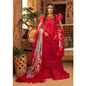 Fulpari Vrouw Pakistani Kurta Nieuwe Mode Katoen Met Chikankari Geborduurde Dupatta Katoen Print Party Waer