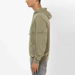 Conjunto de Sudadera con Capucha y Pantalones de Chándal Acampanados para Hombre, con Cremallera, Efecto Desgastado y Parches, Lavado Ácido, de Gran Venta y Personalizable - Product Image 2