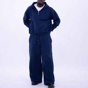 Conjunto de 2 Piezas de Sudadera con Capucha y Pantalones Deportivos Holgados de Estilo Urbano, Sudadera con Capucha Gruesa Informal Unisex - Product Image 1