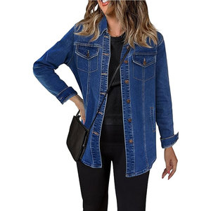 เสื้อโค้ทผ้ายีนส์ผู้หญิงเสื้อแจ็กเก็ตยีนส์ทรงหลวมมีกระเป๋าวินเทจแฟชั่นฤดูใบไม้ร่วงฤดูใบไม้ผลิฤดูใบไม้ร่วง - Product Image 1