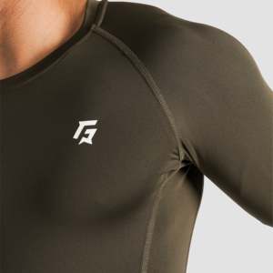 GA Slim Fit Long Sleeves Compression <b>Top</b> Olive Knitted Fabric - Product Image 6