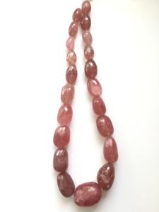 ลูกปัดควอตซ์สตรอเบอร์รี่ธรรมชาติทรงเหลี่ยม 1 เส้น สำหรับทำเครื่องประดับอัญมณ์ - Product Image 3