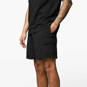 Shorts de sport respirants en polyester et coton pour hommes, taille haute, avec cordon de serrage et poches, personnalisables en gros - Product Image 5