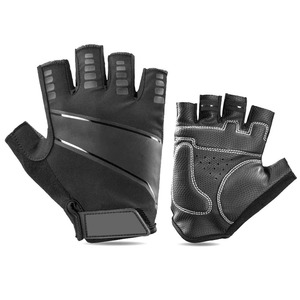 Gants de course cyclistes légers personnalisés, rouge solide et noir, design demi-doigt respirant et pour les activités de plein air en hiver - Product Image 6