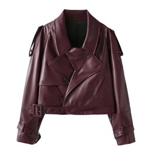 Chaqueta de Cuero de Cordero para Mujer, Otoño 2026, Nueva Moda, Estilo Vintage, Manga Larga, Ropa Exterior Femenina - Product Image 1