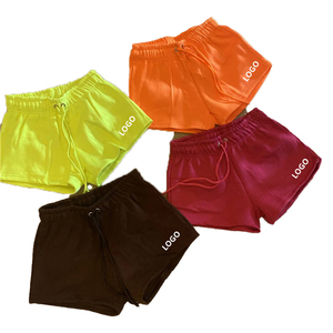 Pantalones cortos regulares para mujer, pantalones con logotipo personalizado, cordón elástico, deporte informal, Yoga, correr, transpirables, ecológicos, teñidos lisos - Product Image 4