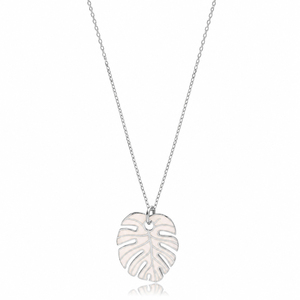 Collar con Colgante de Hoja de Palma Esmaltada en Blanco, Joyería Turca Hecha a Mano, Plata de Ley 925, Venta al Por Mayor - Product Image 4
