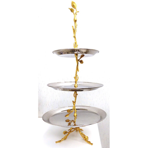 Support à gâteau en aluminium le plus vendu avec miroir fini fantaisie classique Antique support à gâteau en aluminium utilisé à la main pour les fêtes de mariage - Product Image 3