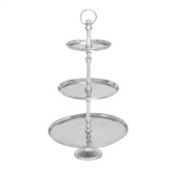 Support à gâteau sur pied en métal argenté brillant à 3 niveaux pour fête d'anniversaire mariage Supports à fruits décoratifs pour cupcakes étanches