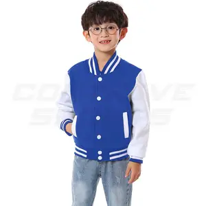 Kids Unisex Boys and Girls Varsity Jackets Letterman University College Baseball Jacket Wholesale 100% Wool With Leather Sleeves