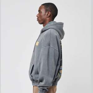 Sudadera con capucha con cremallera y hombros caídos para hombre, efecto lavado Vintage con impresión Digital DTG, mezcla de algodón 100% para invierno - Product Image 4