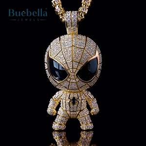 Hip Hop para hombre Plata de Ley 925 dibujos animados superhéroe araña colgante Iced Out Moissanite Diamond Super Cool & Stylish - Product Image 4