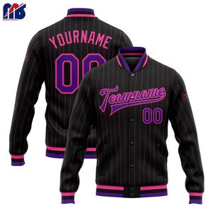 Veste universitaire personnalisée, style baseball classique, boutons-pression, veste coupe-vent en polaire, veste bomber pour équipe avec nom et numéro - Product Image 4