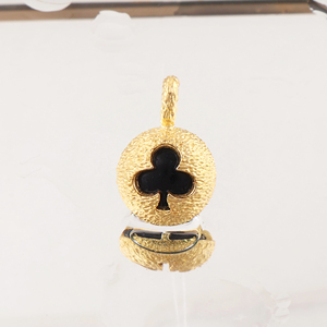 Colgante chapado en oro de gran venta, joyería minimalista con piedra de ónice negro, colgante de latón macizo con símbolo de carta de póker - Product Image 4