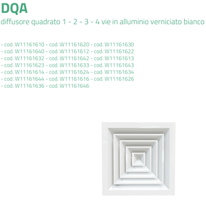 Tecnosystemi DQA Two-Way <b>Square</b> Air Conditioner Diffuser White Painted Aluminum Register & Grille - Product Image 3