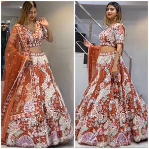 Most Popular <b>Sequins</b> Embroidered Indian and Pakistani Lehenga Choli for Women Made with Cancan Canvas Patta Lace <b>Fabric</b> - Product Image 3