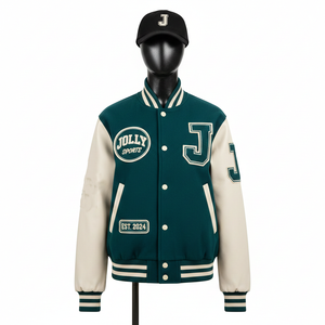 Women Varsity Jacket premium <b>fabric</b> 620 GSM wool body PU leather sleeves varsity rib panels custom logo Women's Varsity Jackets - Product Image 6