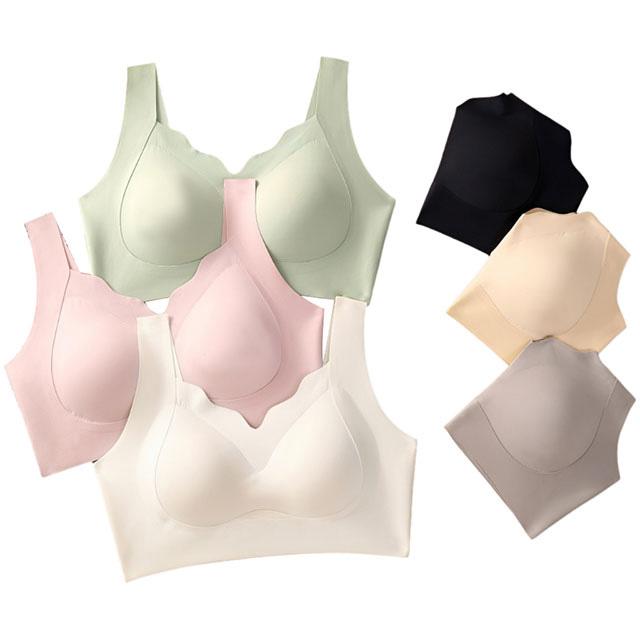 Pengsheng Comfortable Plus Size Women Bra Seamless Wavy Design Fixed Big Cup Adjustable Wireless Shaping Push up Everyday Bra