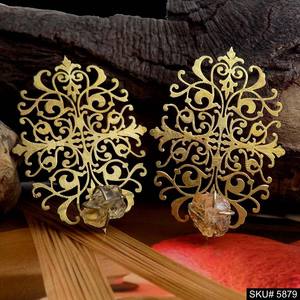Pendientes Colgantes de Latón con Baño de Oro de 18K Estilo Vintage, Sin Plomo ni Níquel, Joyería de Diseño Moderno y Elegante para Compromiso o Regalo de Mujer - Product Image 3