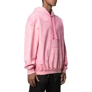 Sweat à capuche unisexe en coton 100% avec logo personnalisé, poids lourd, poche, uni, délavé au soleil, noir, délavé à l'acide - Product Image 3