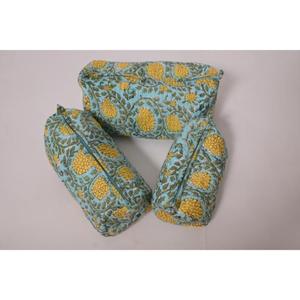 Sac de maquillage imprimé tendance en coton durable, portable, grande capacité, voyage indien, pour étui à cosmétiques à fermeture éclair - Product Image 1