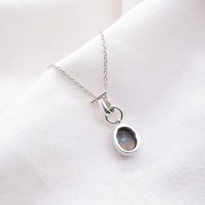 Pendentif turquoise bleu pour enfants en argent sterling 925 avec chaîne à fermoir en T, pierre de naissance de décembre étincelante, bijou fait main, cadeau - Product Image 6