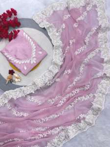 Bellissimo <span class=keywords><strong>Vari</strong></span> Chiffon con paillettes ricamo Saree produttore e fornitore da Surat al prezzo all'ingrosso - Product Image 5