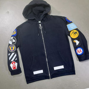 Sweat à capuche en molleton 100% coton lourd avec broderie de patchs et strass, service OEM, streetwear avec personnalisation de marque - Product Image 2