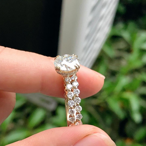 Anillo de diamante de corte redondo cultivado en laboratorio de 2,10 quilates original con banda de compromiso anillo de bodas joyería 14K oro amarillo vermeil de la eternidad - Product Image 3