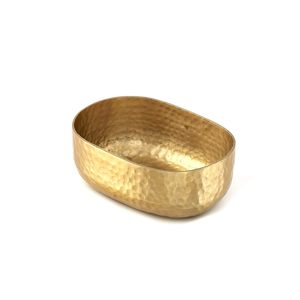 Cuenco para servir de Metal ovalado martillado con estampado personalizado, dorado de alta calidad, duradero para el hogar, Hotel, fiesta, decoración, centro de mesa - Product Image 1