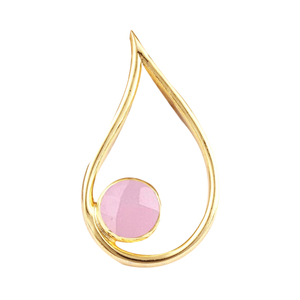 Colgante de collar con abalorio de oro Vermeil de diseñador de Plata de Ley 925 con piedras preciosas de Calcedonia rosa y joyería al por mayor de diamantes - Product Image 1
