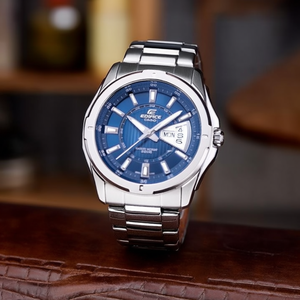 Reloj Deportivo de Lujo EDIFICE, Analógico, Clásico, Azul y Plateado, EF 129D 2AVEF, Correa de Acero Inoxidable, Resistente al Agua (5 bar), Personalizado - Product Image 3