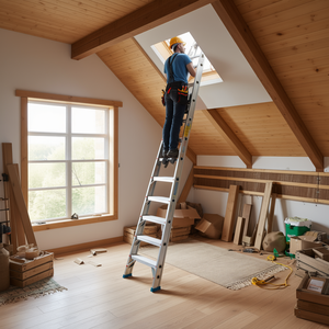 Quadro 3 Attic <b>Ladder</b> 700x1400mm Opening HO Construction 150kg Capacity by ROTO-FRANK - Product Image 3