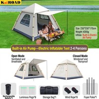 Tente de camping gonflable automatique à installation rapide, imperméable, résistante au vent, tente de camping familiale, grand espace avec pompe à air électrique