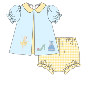 Set di Abbigliamento per Bambine Personalizzato con Stampa Ballerina, Maniche Corte, Smock, Volant, Tacco Alto e Ricami - Product Image 2