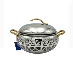 Pot Double Paroi Poli Brillant En Acier Inoxydable Forme Ronde Table À Manger Pot De Service Casserole Inculquée Plats De Service À Manger - Product Image 5