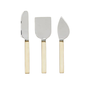 Couteau à fromage doré en acier inoxydable Couteau de cuisine dentelé en argent pour hacher le fromage en métal - Product Image 5