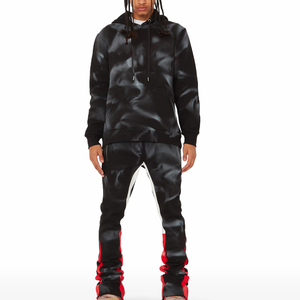 Survêtements évasés à logo personnalisé ensemble sweat à capuche en éponge française survêtements pour hommes surdimensionnés en coton polaire épais poids lourd vierge pour - Product Image 1