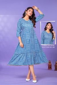 Túnica de rayón puro aprobada por Liva, estilo largo Kurti, ropa india y pakistaní, diseño impreso de calidad fina - Product Image 4