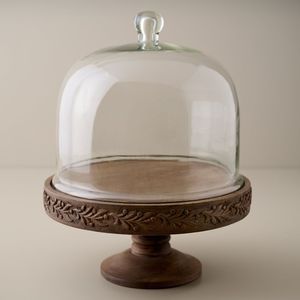 Wooden Cake Stand With Glass Dome Ideal For Hosting Holiday Parties Family Gatherings Birthdays And Special Events - Product Image 1