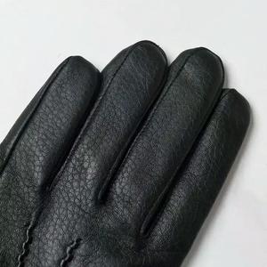 Vente en gros de gants d'hiver de haute couture en peau de mouton véritable et en cuir PU mitaines d'extérieur chaudes compatibles avec écran tactile et logo personnalisé - Product Image 5