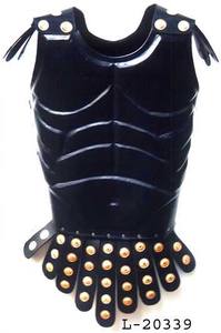 Fabricante de armadura de cuero negro medieval Cuirass con latón equipado producto indio hecho a mano artículo decorativo para el hogar a la venta - Product Image 3